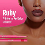 Juvia's Place Coffee Shop Luxe Lip Liner: Ruby - Colorstay Matte Finish Lip Pencil, Makeup for Natural Long Lasting Beauty and Sensational Wear, Lip Stain Kiss Proof Cometics