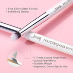 Jessup Small Eye Makeup Brush Set Professional 15pcs White/Silver Premium Natural-synthetic Eye Shadow Blending Concealer Eye & Brow Liner Brushes, T237