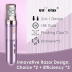 Gurelax Hair Removal Epilator for Women, Rechargeable Facial Epilator Hair Remover, 2-in-1 Electric Epilator & Shaver, 18 Carat Gold Plated Head, All Ages and Skin Types
