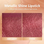 MAKI YIKA Red Lipstick for Women Metallic Lipsticks Glitter Long Lasting Lipstick No Smudge No Transfer Liquid Pink Lip Gloss (BR05 Victoria)