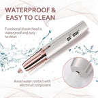 gurelax Eyebrow Hair Remover, Electric Eyebrow Trimmer for Women,Face and Eye Epilator with LED Light for Women Rechargeable with 2 x Replacement Heads (White)