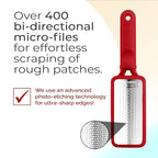 Microplane Colossal Foot File, Red and Black - The Original Stainless-Steel Foot Scraper, Dead Skin/Callus Remover for Feet, Foot Scrubber, Pedicure Tools for Salon-Quality Foot Care (2 Piece Set)