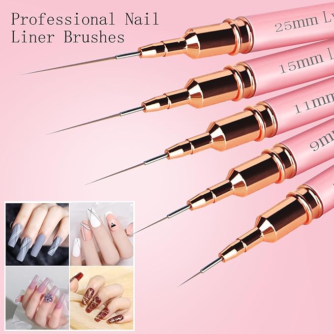 5Pcs Nail Art Liner Brushes,Liner
