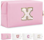 Initial letter patch makeup bag,