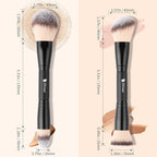 DUcare Makeup Brushes Duo End Foundation Contour Powder and Buffer Brush Bronzer Double Makeup Brush Set 2Pcs black