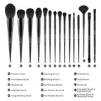 Docolor Makeup Brushes 15Pcs Obsidian Makeup Brush Set Premium Synthetic Powder Kabuki Foundation Contour Blush Concealer Eye Shadow Blending Eyeliner Crease Eyebrow Make Up Brush Kit