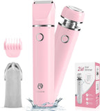 Bikini Trimmer and Shaver Kit for Women - 2-in-1 Wet/Dry Electric Body Hair Trimmer Facial Hair Removal Cordless Waterproof Bikini Shaver Razor for Face Lip Chin Pubic Underarm Legs