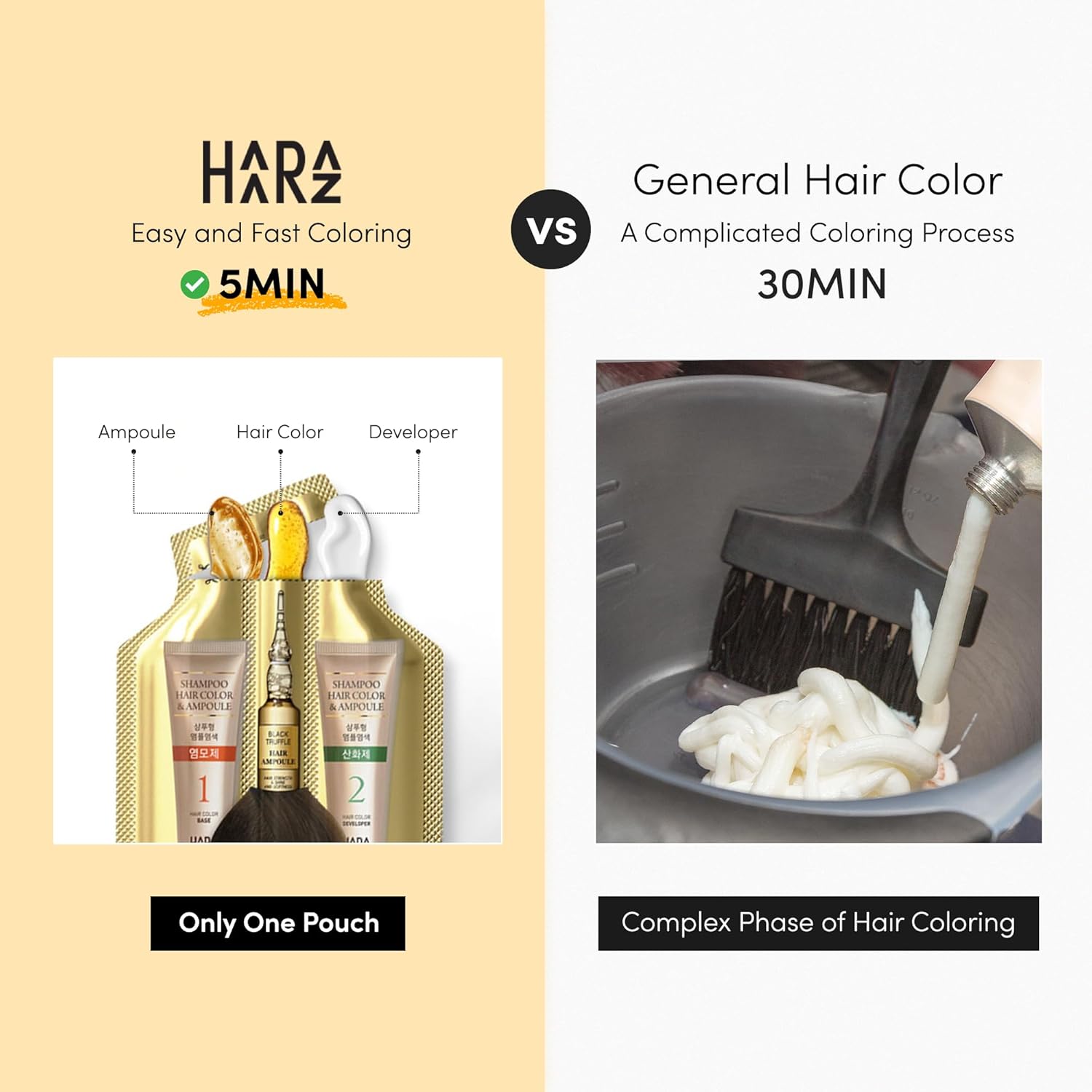 Instant Permanent Hair Color Dye Shampoo Ampoule - Paraben-Free, 5-Minute Easy and Fast Coloring, Keratin & Collagen, Made in Korea (Wine Brown)