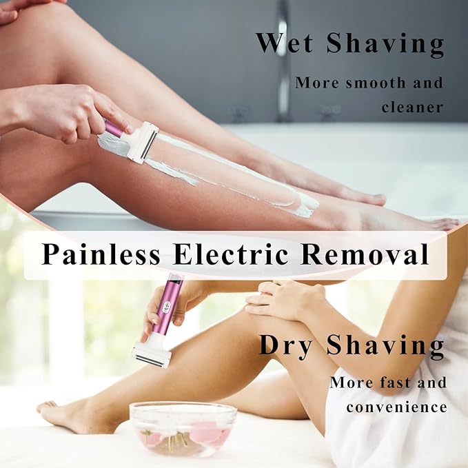 Electric Shaver for Women Men,2025 Cordless Electric Razor with 4 Accessories,Rechargeable Beauty Lady Led Display Facial Hair Remover,Smooth & Silky Bikini Trimmer for Body (Pink)