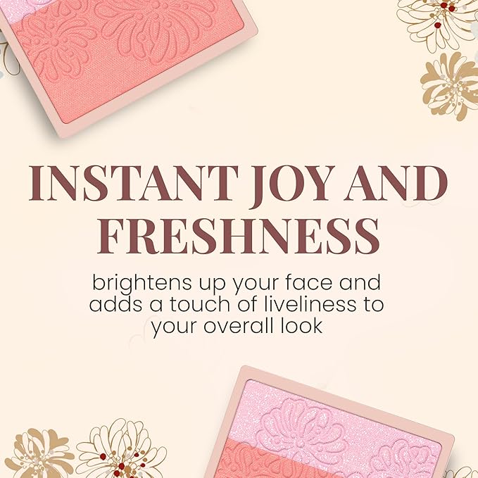 Paul & Joe Pressed Blush Palette Refill Only, Case Sold Separately, Oil-Absorbing Blush Powder, Bi-Color Face Blushes with Fitting Veil Powder, Light Pink and Light Orange, 02 Confiserie, 0.17 oz