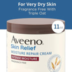 Aveeno Skin Relief Intense Moisture Repair Body Cream with Triple Oat & Shea Butter Formula, Helps Relieve & Restore Extra-Dry Skin with Long-Lasting Moisture, Fragrance-Free, 11 oz