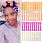 40pcs Perm Rods Set for Natural Hair 4 Sizes Cold Wave Rods Hair Rollers for Women Curling Rods for Long Medium Small Hair Curler Styling DIY Hairdressing Tools（Orange+Beige+Purple+white）