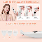 5 in 1 Bikini Trimmer for Women,IPX7 Waterproof Cordless Replaceable Pubic,Eyebrow,Facial Electric Razors&Nose Hair Trimmer&Painless Body Shaver for Arms Legs Underarms,USB Charge,LED Display,Wet&Dry