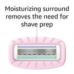 Amazon Basics Women's 4 Blade Razor for Women, Fits AmazonBasics & Venus Handles, Moisturizing Surround, 4 Count, Includes 1 Handle, 2 Cartridges & 1 Shower Hanger, Pink (Pack of 2)