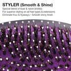 Olivia Garden OG Brush Styler, To Smooth and add Shine, All hair Types, pocket-size, perfect for travel, removable cushion, scalp hugging shape massages the scalp, for women, men and children, Black