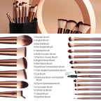 BS-MALL Makeup Brush Set 18 Pcs Premium Synthetic Foundation Powder Concealers Eye shadows Blush Makeup Brushes with black case (B-Brown)
