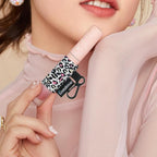 4 Pack Keychain Chapstick Holder, Leopard Pattern - Elastic Band, Fits Most Standard Lip Balm, Quick-Release Clip, Unisex-Adults