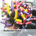 30PCS 9.45" Flexible Foam Curling Rods, Twist Heatless Hair Rollers for Women, Girls, Long and Short Hair, Sleep-In (0.71 x 9.45 Inch, Random Color)