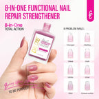 Nail Strengthener for Women: 8 in 1 Dusty Rose Nail Hardener Extra Strong and Growth - Nail Polish Hardener for Weak and Damaged Nails 15ml