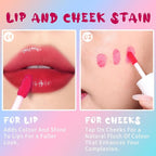 Lip Tint Stain, Long Lasting Korean Lip Stain Set, Non-sticky Waterproof Lightweight Lip and Cheek Tint, Moisturizing High Pigment Water Tint, Matte Finish Lip Tint