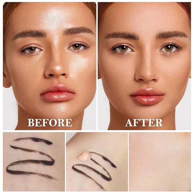 2pcs Liquid Concealer Set with Brush,Full Cover,Concealer Wand with Matte Finish,Corrects，Covers，Long Wear Up to 24hr