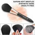 OMANIAC Makeup Brush Set Professional, 12 Pearlescent Wood Handle Makeup Brushes, Premium Cruelty-Free Synthetic Fiber Hair, Travel Make up Brushes Set with Case (Black).