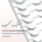 Natural Wispy Cat Eye Lashes - 3D Volume C Curl Eyelashes With Thin Band - 10mm Short Lashes - 7 Pairs
