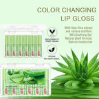 6Pcs Aloe Vera Color Changing Lip Gloss, Hydrating Lip Glow Oil High-Shine Clear Temperature Color Change Lipstick, Glossy Lip Tint Stain for Women Lip Care Prevents Dry Cracked Lips