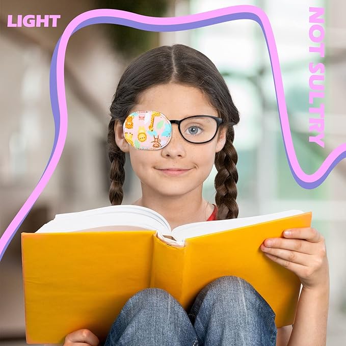 Newcotte 12 Pcs Eye Patch for Kids Girls Boys Reusable Eye Patch for Glasses over the Lens Colorful Eye Patch Toddler Eye Patch Adorable Kids Eye Patches Assorted Eye Patch Cover (Graceful)