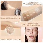 AirBrush Foundation Spray, Silky Mist Foundation Spray Makeup Set with Brush, Full Coverage Foundation for Smooth Radiant Finish, Formula Breathable Lightweight Hydrating | #04 Buff Beige