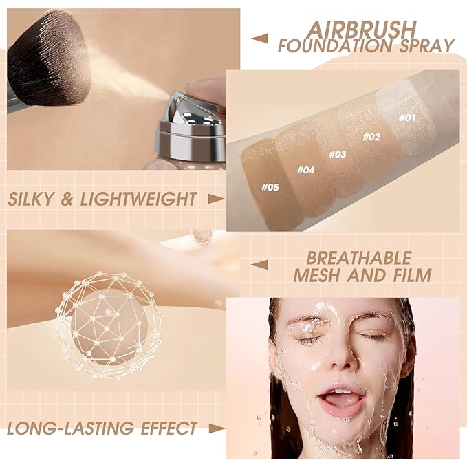 AirBrush Foundation Spray, Silky Mist Foundation Spray Makeup #05 Sand