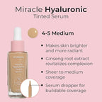 MCoBeauty Miracle Hyaluronic Tinted Serum, 4-5 Medium, Hydration Free Cosmetics