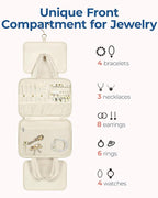 BAGSMART Travel Toiletry Bag with Jewelry Organizer, Hanging Travel Bag for Toiletries, Puffy Makeup Cosmetic Bag Organizer, Carry-on Travel Accessories Essentials, Camel-L