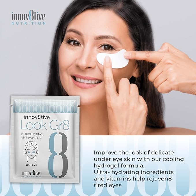 Look Gr8 Eye Patch - Rejuven8ting Eye Patches (Single) for Youthful Radiance! Under Eye Patches for Dark Circles, Puffy Eyes, and Wrinkles. With Collagen, Aloe Vera, and Vitamins D3 & E