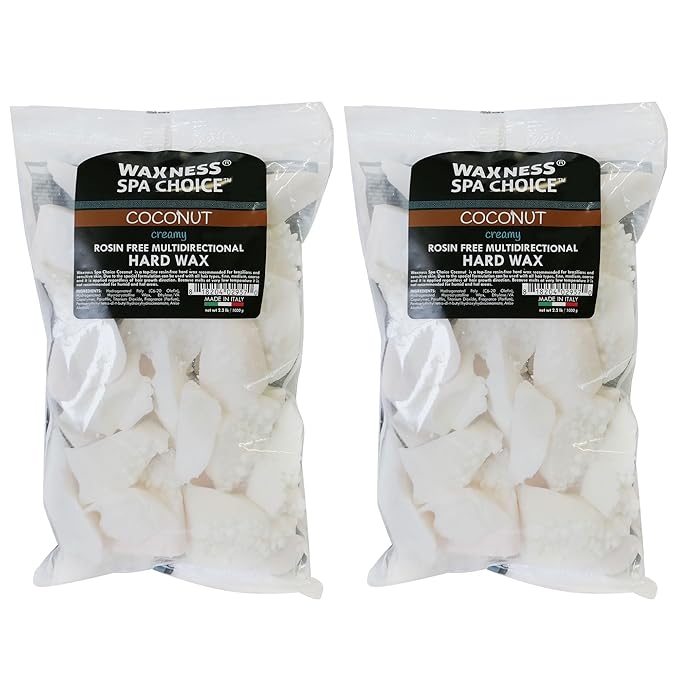 Waxness Spa Choice Rosin Free Multidirectional Hard Wax Coconut 2.2 lb / 1 kg Pack of 2 (4.4 lb)
