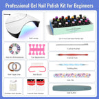 VANREESA 42 Pcs Gel Nail Polish Kit with U V Light 24 Colors Gel Polish Nail Kit Pink Red Orange Yellow Green Brown Blue Purple Gray Complete Nail Kit with Manicure Tools Gifts for Women