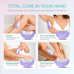 Epilator for Women-Cordless Epilators Hair Removal for Women, 4-in-1 Electric Razor Hair Remover, 2 Speeds & 21 Tweezers for Face Legs Arms Armpit Bikini, Purple HR310