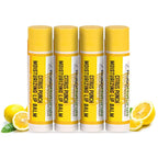 All Natural Lemon Moisturizing Lip Balm Gift Ornament for Holiday Stocking Stuffers, All Day Hydration, Original beeswax, Shea butter, Jojoba oil, Vitamin E and Love - Pack of 4 Tubes