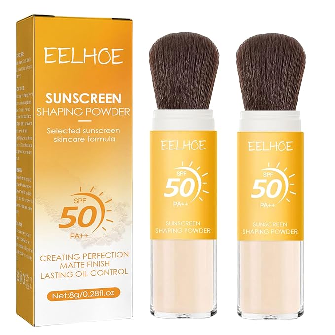 2Pcs Setting Powder, SPF 50,Translucent,Matte Finish Oil Control,Breathable,Lightweight,Mineral Brush Powder,Natural Matte Finish,Long-lasting,Waterproof and Sweatproof Setting Powder