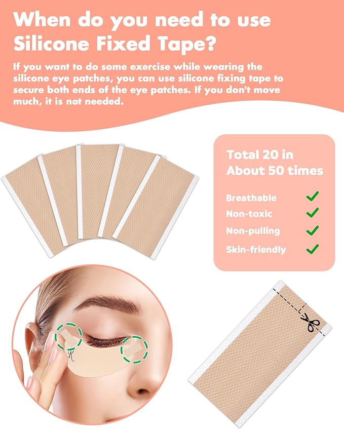 Under Eye Patches Silicone - Reusable Eye Patches + Silicone Fixing Tape Cuttable, Eye Wrinkle Patches, Reusable Eye Mask, Plump Fine Lines & Wrinkles, Eye Cream Applicator + Tin Case