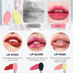 Unaone Lip Scrub Brush - 3 PCS Dual-ended Lip Scrubber Exfoliator and Silicone Lip Brush, 2-in-1 Silicone Lip Scrub Tool Lip Mask Applicator, Gentle Exfoliator & Applicator for Soft