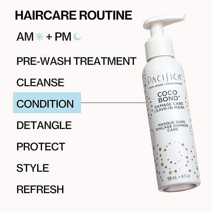 PACIFICA Beauty, Coco Bond Damage Care Leave-In Repair Mask Treatment, Dry & Damaged Hair from Bleach, Color, Chemical Services, Chlorine, & Heat, Coconut, Vegan
