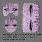 4PCS Purple Glitter Hello Gorgeous Shower Curtain Set, Glam Bling Diamond Rhinestones Gem Makeup Unicorn Eyelash Bathroom Decor, Waterproof Fabric Shower Curtain, Non-Slip Bath Mat Toilet Rug