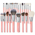 Bueart Design Makeup Brushes Set 26pcs Real Natural Goat Hair Professional labeled Foundation Face Blending Blush Concealers Eyeshadow Brush Set(26Pcs Pearl Pink)