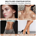 2Pcs Cream Contour Stick Makeup Kit, Cream Highlighter Stick and Bronzer Contour Stick with Longwear Waterproof Formula for Brightening and Trimming the Cheeks, Makeup Brush Include (#01, 10)