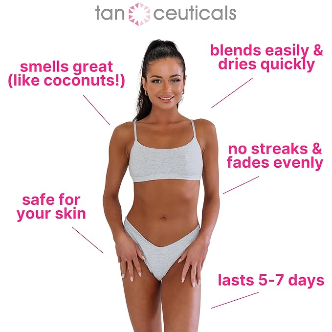 Tanceuticals CC Self Tanning Body Lotion - Ultra Dark Self Tanner, Color Correcting Natural Looking Sunless Tan – Quick Fake Tan, Bronze Glow - Fresh Coconut Scent and Healthy Ingredients