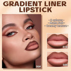3 Colors 2 in 1 Lip Liner Set, Matte Nude Dark Brown Lip Liner Plumping Smooth Creamy Lip Pencil, High Pigmented Long lasting Light and Medium Brown Lipstick Makeup, 01+04+06