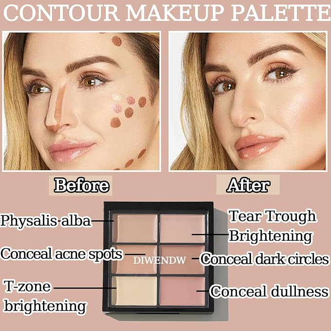6 Colors Correcting Concealer Palette,Colors Corrector Palette,Moisturizing Full