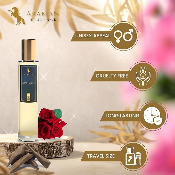 FR331 NOMADES Roll-on Perfume Oil for Women and Men, Luxurious and Concentrated Long Lasting Perfume Oil, Alcohol-Free Travel Size Body Scent for All-Day Freshness (15ml)