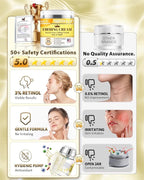 3% Retinol Cream Face Moisturizer, Anti Aging Neck Firming Cream with Collagen, Day & Night Face Cream with Hyaluronic Acid, Lifting & Tightening Wrinkle for Women & Men (1.51 Fl Oz (Pack of 1))